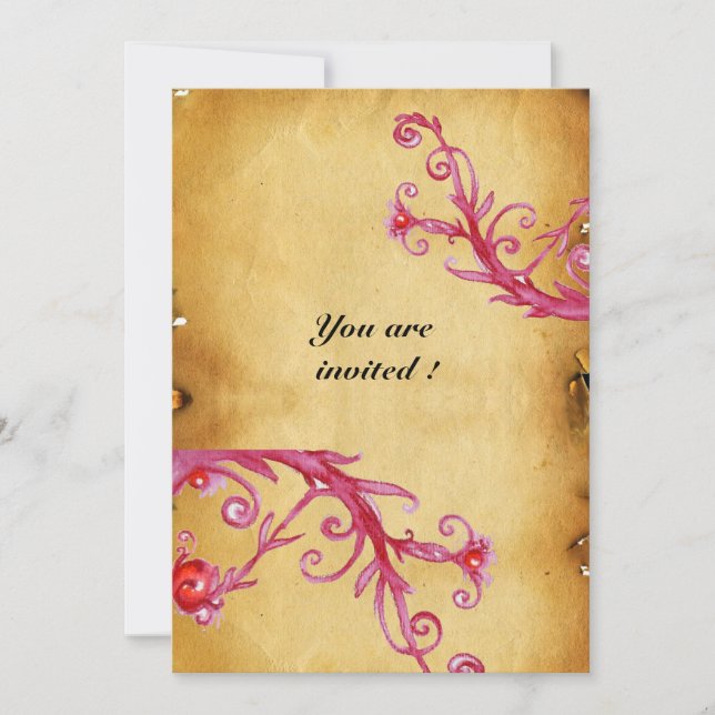 MAGIC BERRIES  MONOGRAM wax seal parchment Invitation (Front)