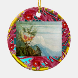 MAGIC BERRIES PHOTO TEMPLATE Red Ruby Ceramic Ornament