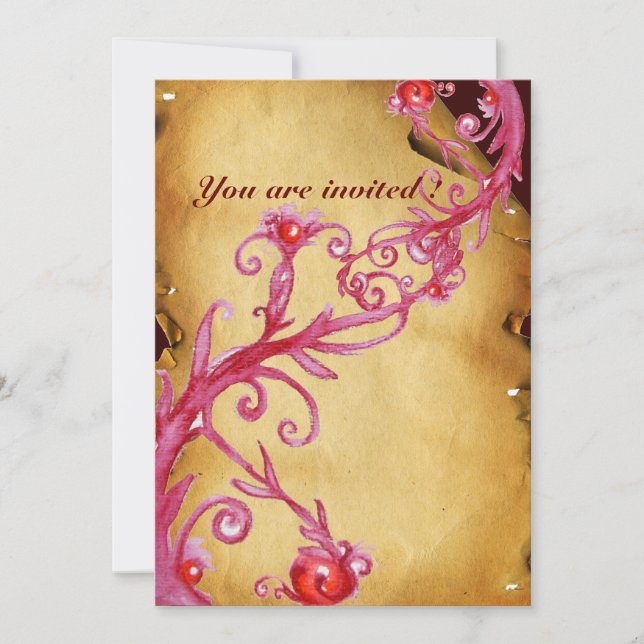 MAGIC BERRIES, red white Invitation (Front)