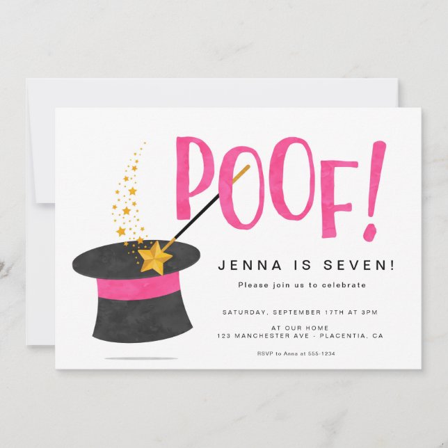 Magic birthday Party Girl Magician Invitation (Front)