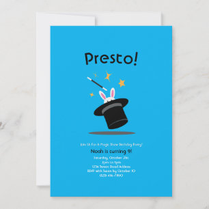 Magic Birthday Party Invitation - Flying Rabbit