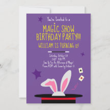 Magic Birthday Party Invitation - Top Hat & Rabbit