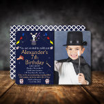Magic Birthday with custom Photo Magician Theme  Invitation<br><div class="desc">Celebrate your little magician’s special day with this fun and enchanting Magic Birthday Invitation, featuring a magician theme and your child’s custom photo! Perfect for kids who love magic shows, top hats, and a touch of wonder, this personalised invite sets the tone for an unforgettable party. Customise the text to...</div>