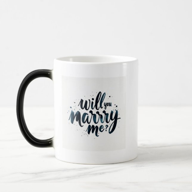 Magic Black Mug - Heat-Sensitive Marriage Proposal (Left)