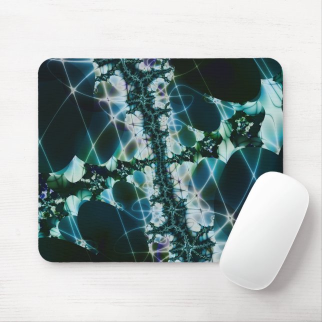 Magic | Blue and Green Fractal Art Mouse Pad (With Mouse)