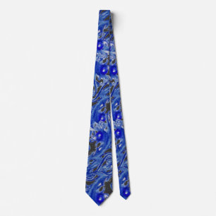 MAGIC BLUE BERRIES Fantasy Floral Swirls Tie