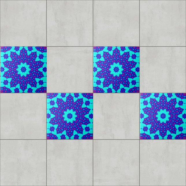 Magic Blue kaleidoscope flourished Ceramic Tile (Creator Uploaded)