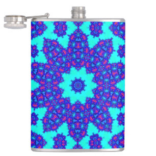 Magic Blue kaleidoscope flourished Hip Flask