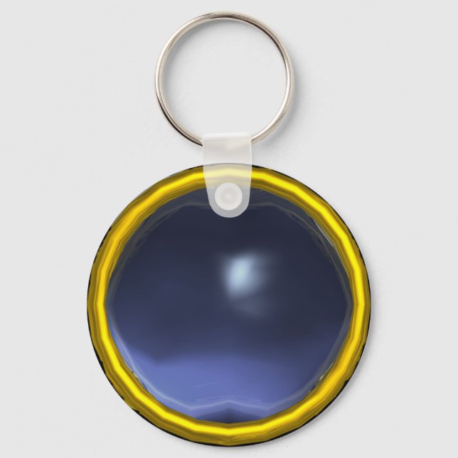 MAGIC BLUE TOPAZ GEM STONE KEY RING (Front)