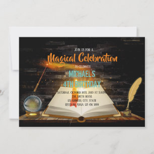 Magic book party invitation