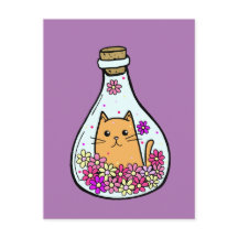 Magic Bottle Cat Post Card