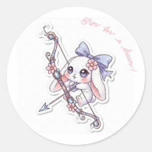 Magic Bow Bunny - Dreamy Fantasy Adventure Kawaii Classic Round Sticker