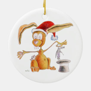 Magic bunny ceramic ornament