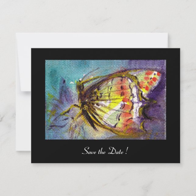 MAGIC BUTTERFLY  black blue Invitation (Front)