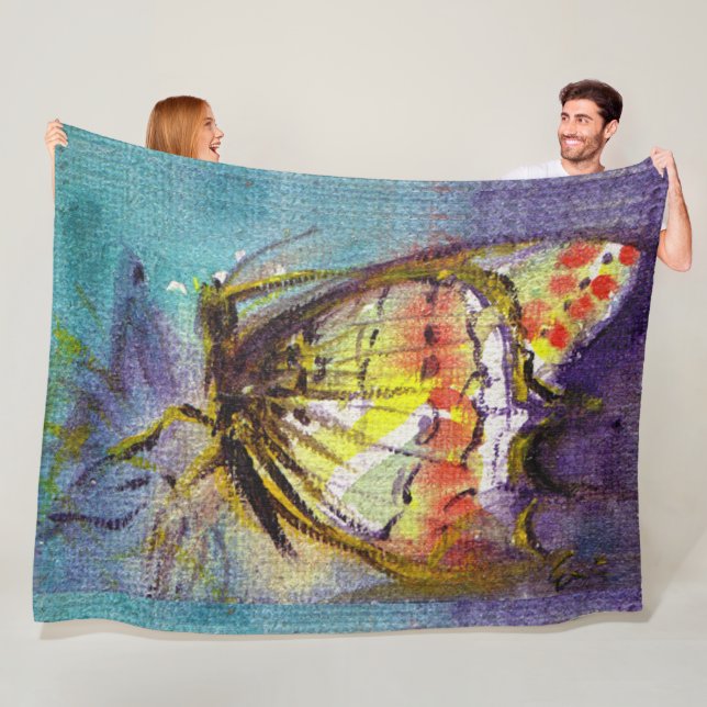 MAGIC BUTTERFLY IN BLUE FLEECE BLANKET (In Situ)