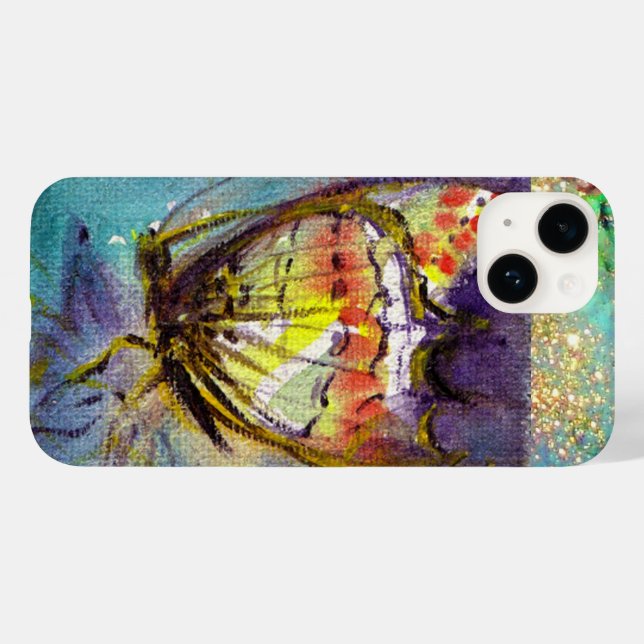 MAGIC BUTTERFLY IN BLUE GOLD SPARKLES Case-Mate iPhone CASE (Back (Horizontal))