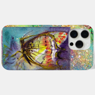 MAGIC BUTTERFLY IN BLUE GOLD SPARKLES iPhone 15 PRO MAX CASE