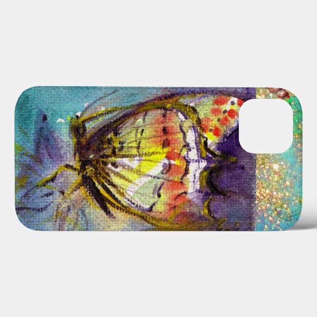 MAGIC BUTTERFLY IN BLUE GOLD SPARKLES Case-Mate iPhone CASE (Back (Horizontal))