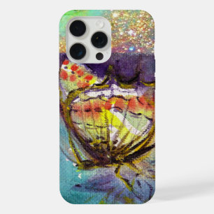 MAGIC BUTTERFLY IN BLUE GOLD SPARKLES iPhone CASE