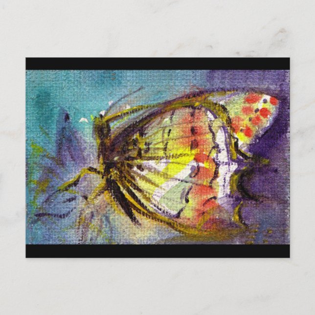 MAGIC BUTTERFLY IN BLUE INVITATION POSTCARD (Front)