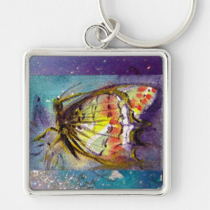 MAGIC BUTTERFLY IN BLUE SPARKLES KEY RING