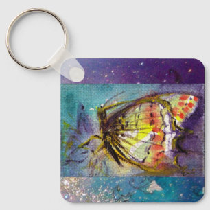 MAGIC BUTTERFLY IN BLUE SPARKLES KEY RING