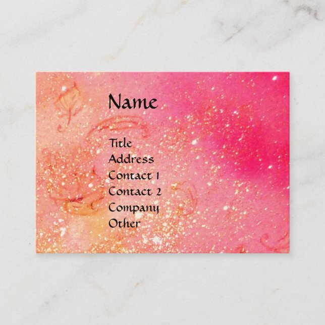 MAGIC BUTTERFLY pink ,fuchsia yellow gold sparkles Business Card (Front)