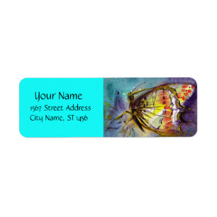 MAGIC BUTTERFLY  Purple Aqua Blue Turquoise Return Address Label