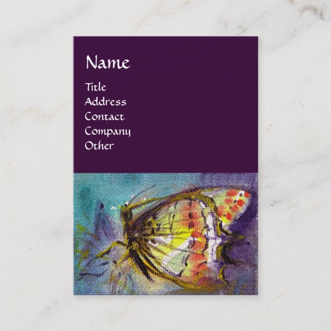 MAGIC BUTTERFLY ,Yellow, Purple Business Card (Front)
