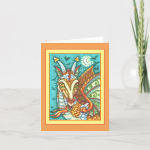 MAGIC CANDY CORN DRAGON, HALLOWEEN FANTASY Blank Card