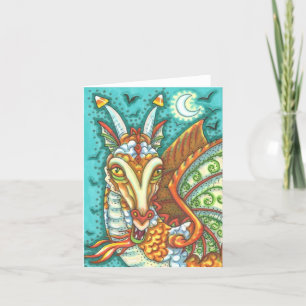 MAGIC CANDY CORN DRAGON, HALLOWEEN FANTASY Blank Card