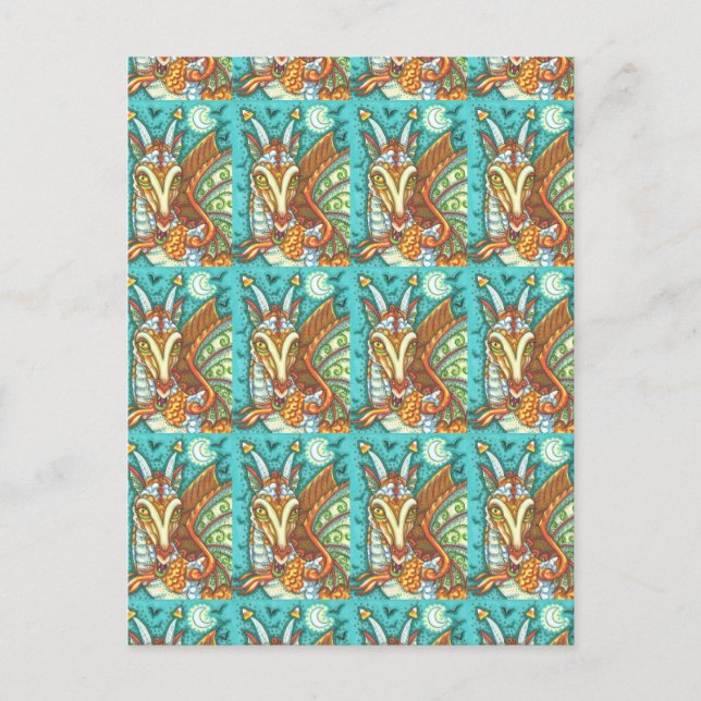 MAGIC CANDY CORN DRAGON, HALLOWEEN FANTASY POSTCARD (Front)