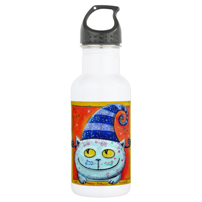 Magic Cat With Fairy Hat 532 Ml Water Bottle (Front)