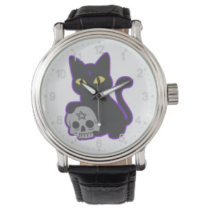 Magic cat with ghotic skull - Choose back colour Watch