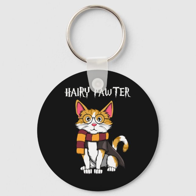 Magic Cat With Gles Wich Cat  Key Ring (Front)
