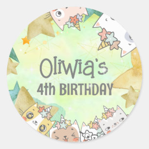 Magic caticorn birthday Classic Round Sticker