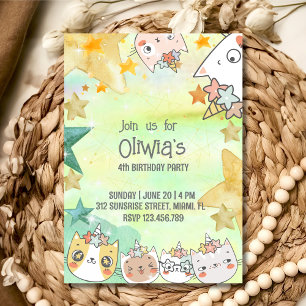 Magic caticorn birthday Invitation Card
