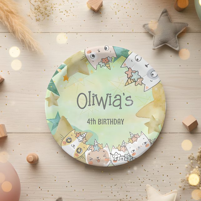 Magic caticorn birthday Paper Plate (Creator Uploaded)