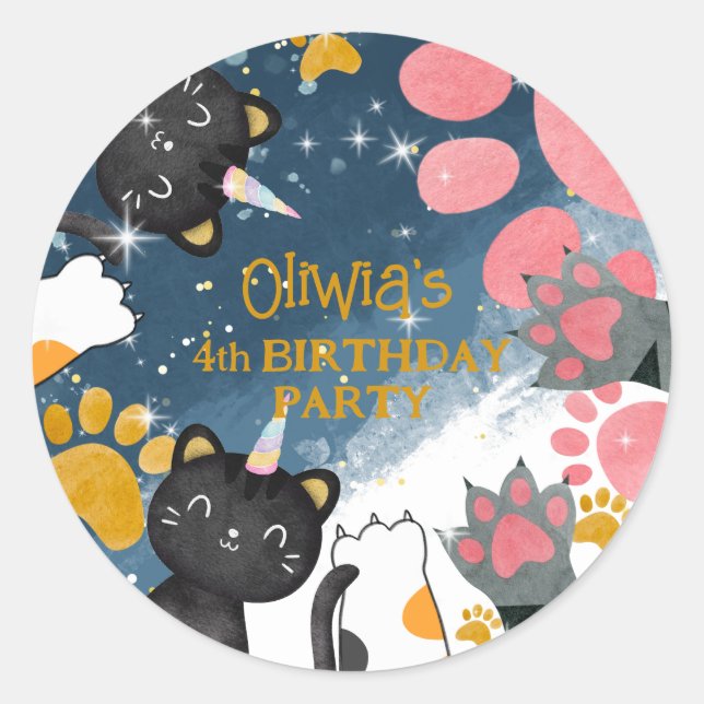 Magic caticorn birthday sticker (Front)