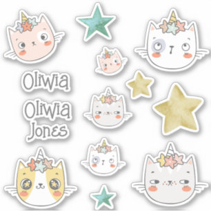Magic caticorn Kawaii Green Sticker pack