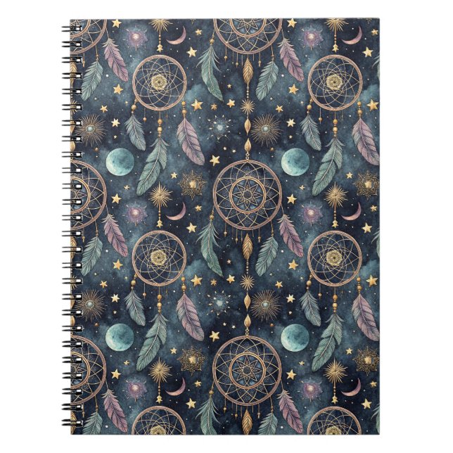 Magic Celestial Dreamcatcher Starry Night Pattern Notebook (Front)