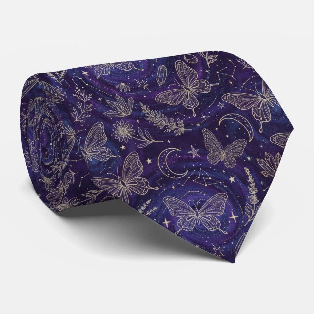 Magic Celestial Garden with Butterflies, Lavender Tie (Rolled)