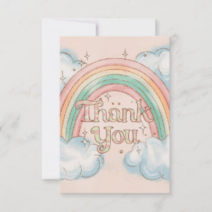 Magic Celestial Rainbow and Clouds Thank You Card