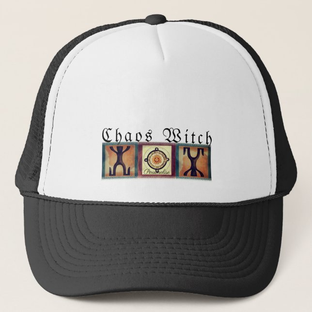 Magic Chaos Witch Zodiac Sun Caveman Poppet  Trucker Hat (Front)