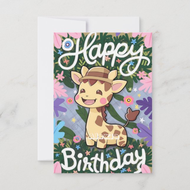 Magic Children Giraffe Birthday Card (Front)