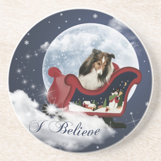 Magic Christmas Sheltie Coaster (Front)