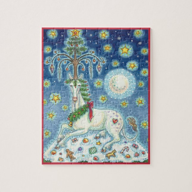 MAGIC CHRISTMAS UNICORN, HOLIDAY FANTASY PUZZLE (Vertical)