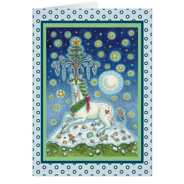 MAGIC CHRISTMAS UNICORN HOLIDAY GREETING CARD V (Front)