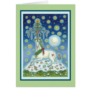 MAGIC CHRISTMAS UNICORN HOLIDAY GREETING CARD V