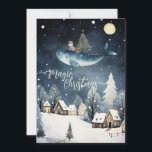 Magic Christmas: Whale Flying Holiday Card<br><div class="desc">Discover our enchanting Christmas greeting card that transport you into a world of wonder, featuring a whimsical scene of a flying whale above a city with a child and a Christmas tree. This story-telling greeting card evokes the spirit of magic and wonder this holiday season. Available for printed version and...</div>